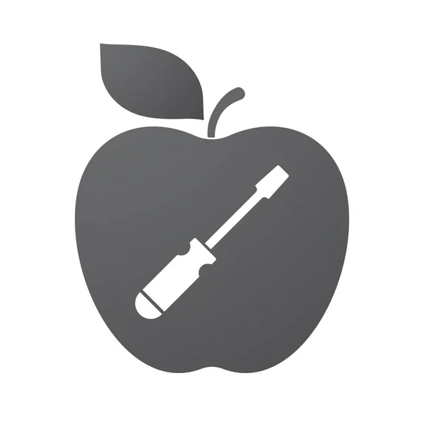 Bir tornavida ile izole elma meyve — Stok Vektör