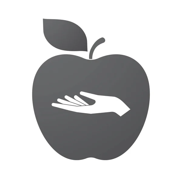 Geïsoleerde apple fruit met een hand-aanbod — Stockvector