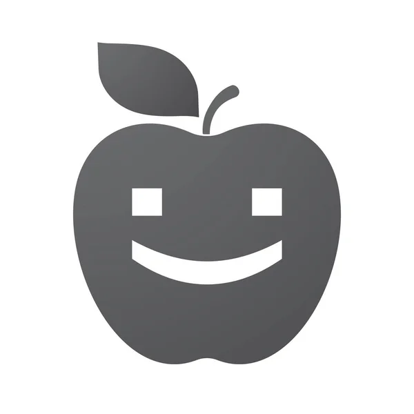 Fruta de manzana aislada con una sonrisa cara de texto — Vector de stock