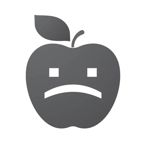 Geïsoleerde apple fruit met het gezicht van een trieste tekst — Stockvector