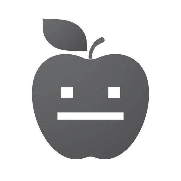 Fruta de manzana aislada con una cara de texto sin emociones — Vector de stock