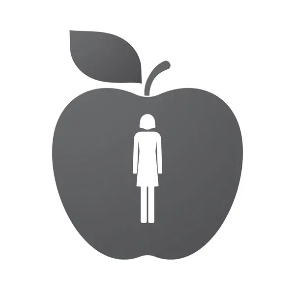Kadın bir sembol ile izole elma meyve — Stok Vektör