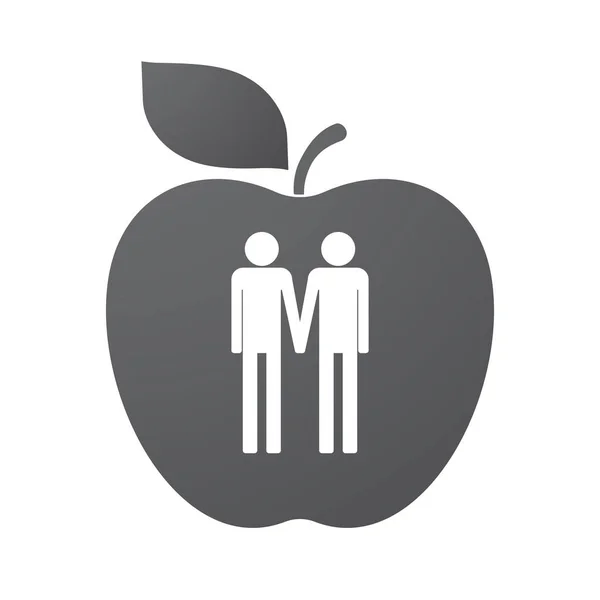 Isolé pomme fruit avec un couple gay pictogramme — Image vectorielle