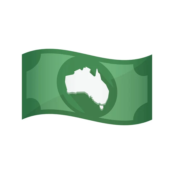 Isolierte Banknote mit einer Karte von Australien — Stockvektor