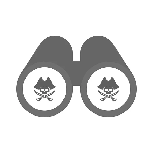 Jumelles isolées avec crâne de pirate — Image vectorielle