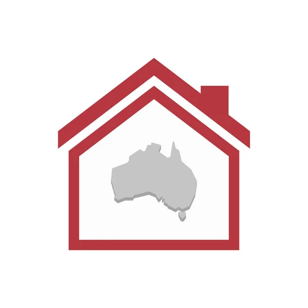 Απομονωμένο σπίτι με ένα χάρτη της Αυστραλίας — Διανυσματικό Αρχείο