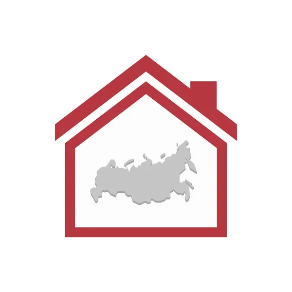 Απομονωμένο σπίτι με ένα χάρτη της Ρωσίας — Διανυσματικό Αρχείο