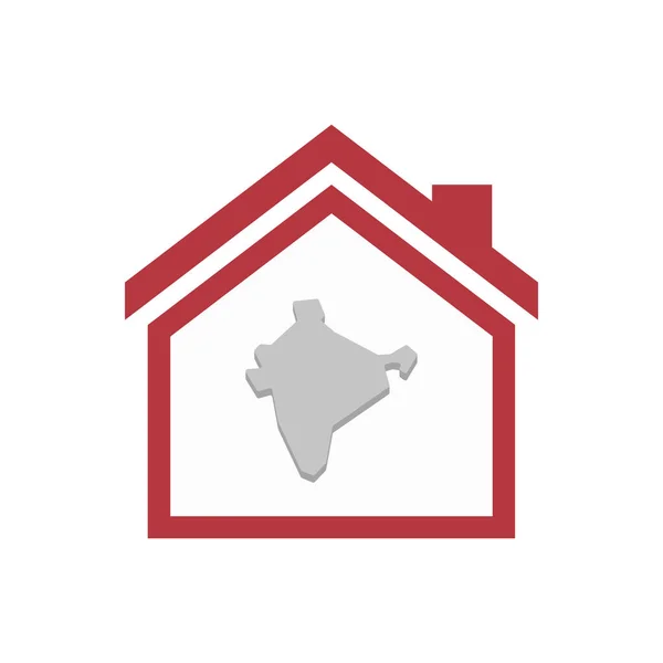 Απομονωμένο σπίτι με ένα χάρτη της Ινδίας — Διανυσματικό Αρχείο