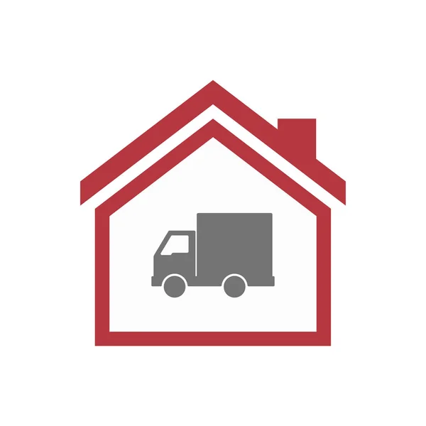 Casa aislada con camión de reparto — Vector de stock