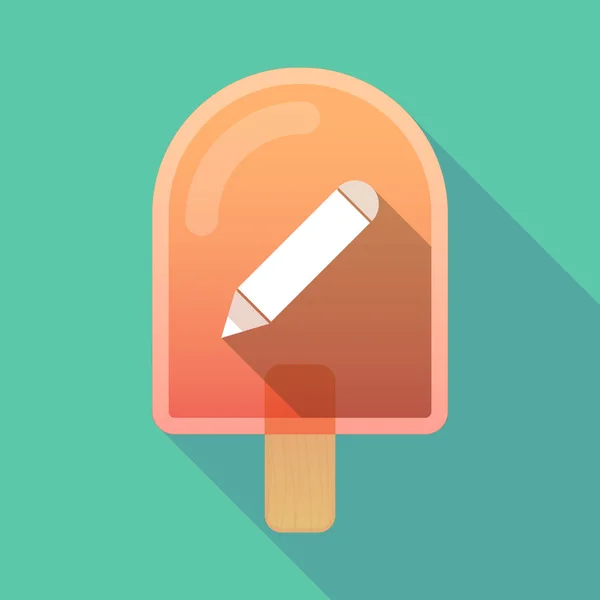 Long shadow ice cream with a pencil — Stock Vector