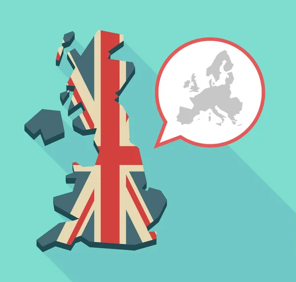 Longa sombra mapa do Reino Unido com um mapa da Europa — Vetor de Stock