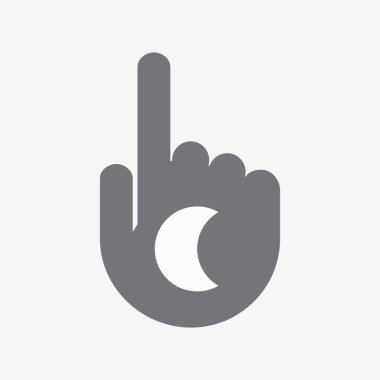 Bir ay ile izole işaret eden bir ele