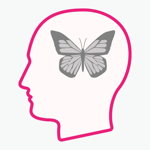 Απομονωμένη κεφάλι με πεταλούδα — Διανυσματικό Αρχείο