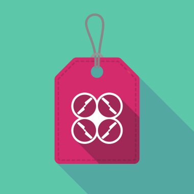 Uzun gölge ürün etiketi ile bir dron