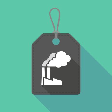 Uzun gölge ürün etiketi ile bir fabrika