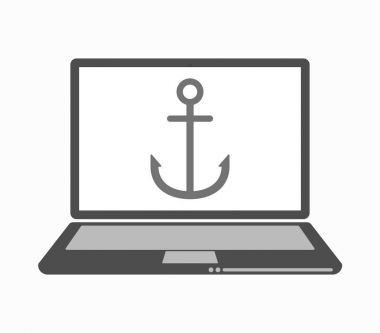 Bir çapa ile izole hat sanat dizüstü bilgisayar