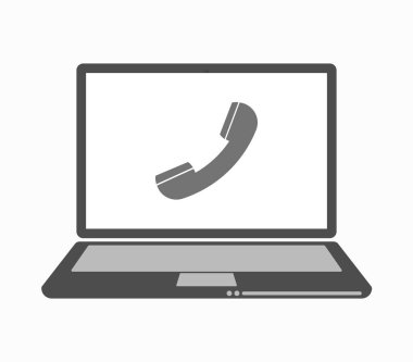 Bir telefon ile izole hat sanat dizüstü bilgisayar