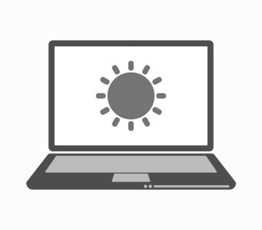 Bir güneş ile izole hat sanat dizüstü bilgisayar