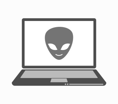 Yabancı bir yüz ile izole hat sanat dizüstü bilgisayar