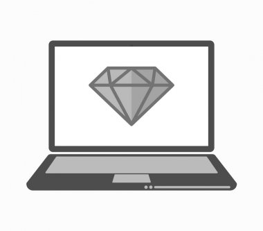 Bir elmas ile izole hat sanat dizüstü bilgisayar