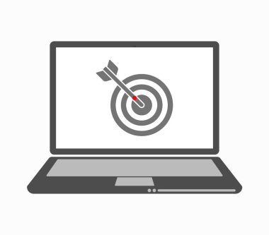 Dart tahtası ile izole hat sanat dizüstü bilgisayar