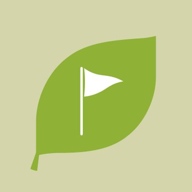 Vektör yaprak yeşil simge bir golf bayrak ile