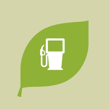 Vektör yaprak yeşil simge bir benzin istasyonu ile