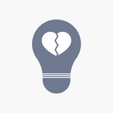 Kırık bir kalp ile izole ampul simgesi