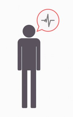 Bir kalp ile izole erkek piktogram işareti yendi