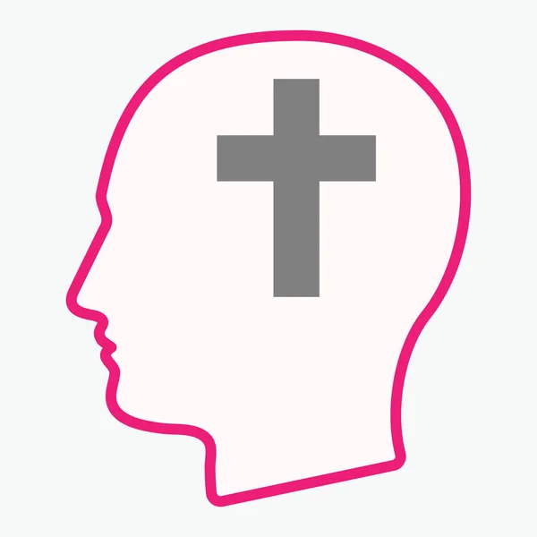 Isolierter Kopf mit christlichem Kreuz — Stockvektor