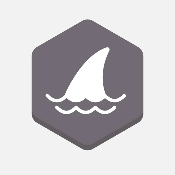 Segnale esagonale isolato con pinna di squalo — Vettoriale Stock