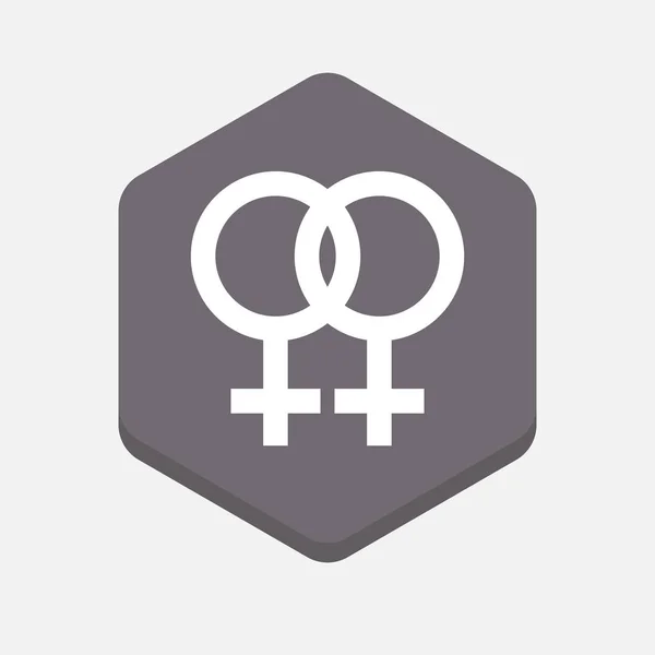 Geïsoleerde zeshoekige signaal met een lesbische teken — Stockvector