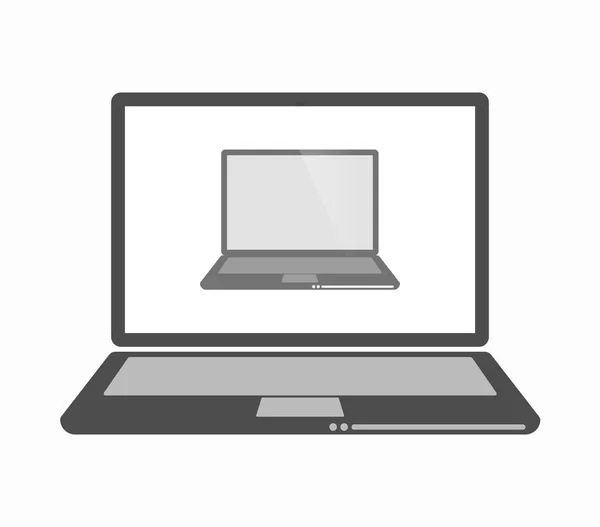 Computer portatile isolato line art con un computer portatile — Vettoriale Stock