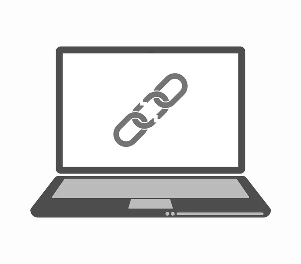 Computer portatile isolato line art con una catena rotta — Vettoriale Stock
