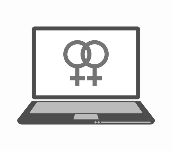 Портативный ноутбук с лесбийской вывеской — стоковый вектор