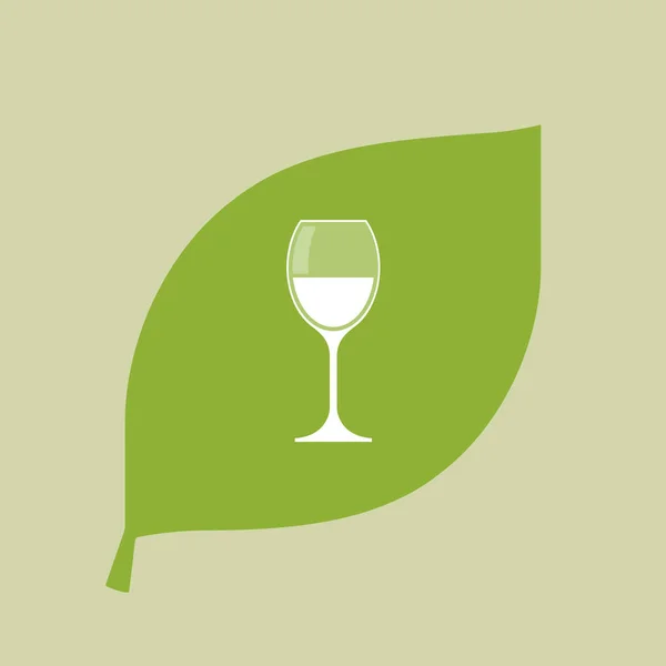 Векторна зелена значка листя з чашкою вина — стоковий вектор
