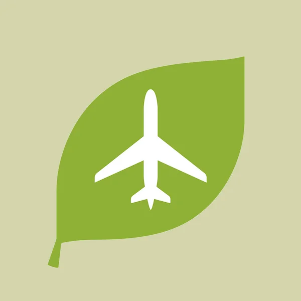 Vektör yaprak yeşil simge bir uçakla — Stok Vektör