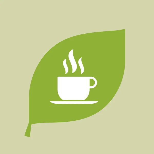 Vetor ícone folha verde com uma xícara de café — Vetor de Stock
