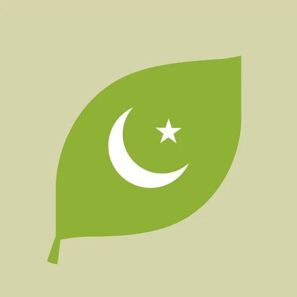 矢量绿叶图标以伊斯兰教号 — 图库矢量图片