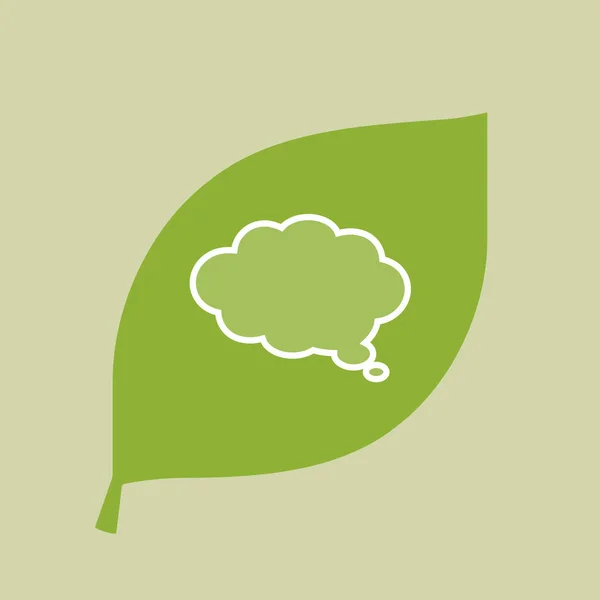 Pictogram van de groene blad van de vector met een komische wolk ballon — Stockvector