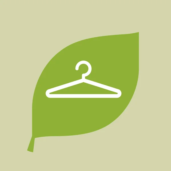 Vector green leaf icon with a hanger — Stock Vector