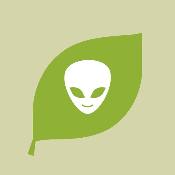 Vektorové ikony zelený list s cizí tváří — Stockový vektor