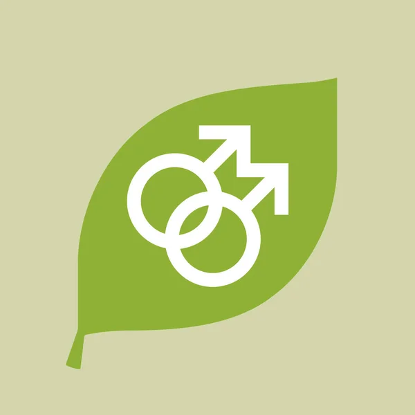 Διάνυσμα πράσινο φύλλο εικονίδιο με το σύμβολο του gay — Διανυσματικό Αρχείο