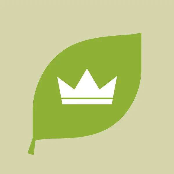 Icona a foglia verde vettoriale con corona — Vettoriale Stock