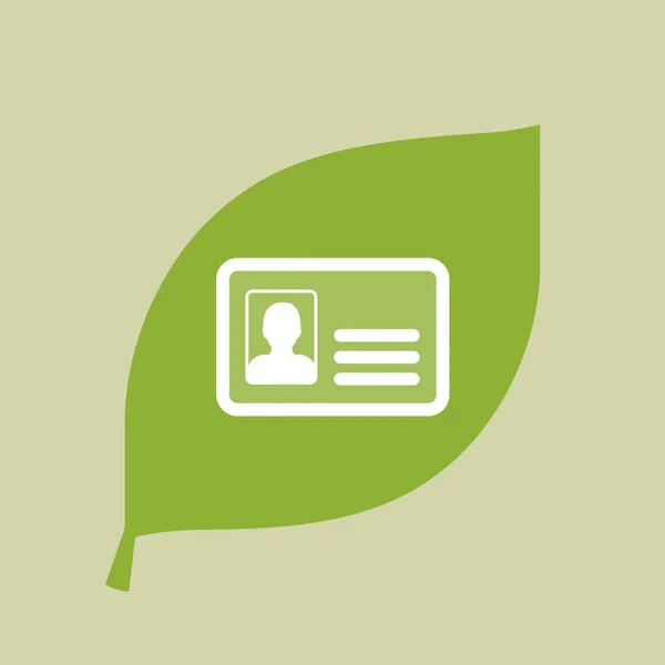 Vector icono de hoja verde con una tarjeta de identificación — Vector de stock