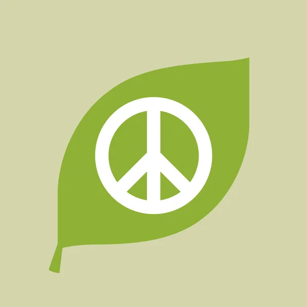 Icône de feuille verte vectorielle avec un signe de paix — Image vectorielle