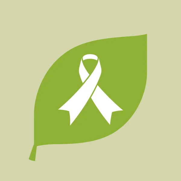 Διάνυσμα πράσινο φύλλο εικονίδιο με μια κορδέλα ευαισθητοποίησης — Διανυσματικό Αρχείο