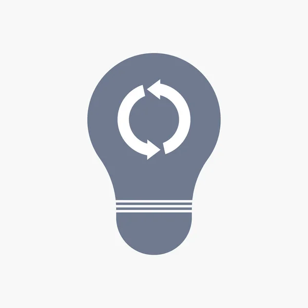 Icona della lampadina isolata con un segno rotondo di riciclo — Vettoriale Stock
