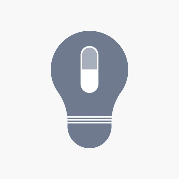 Icona della lampadina isolata con una pillola — Vettoriale Stock