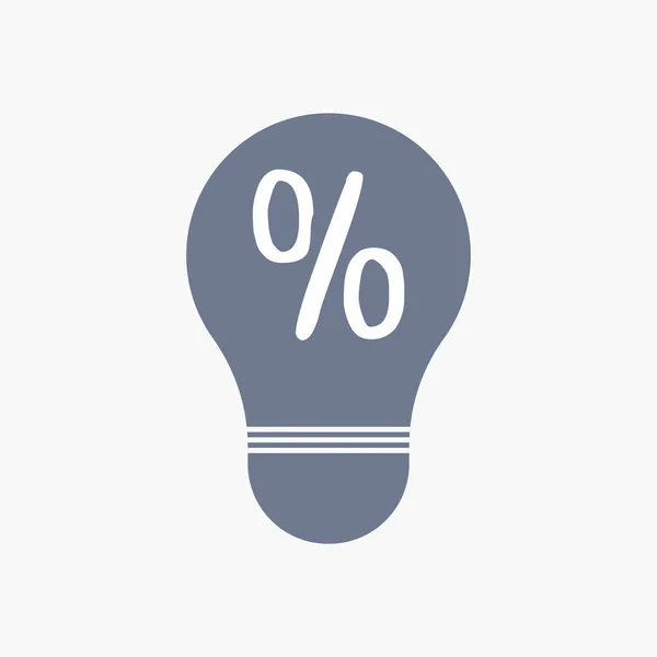 Ícone de lâmpada isolada com um sinal de desconto —  Vetores de Stock